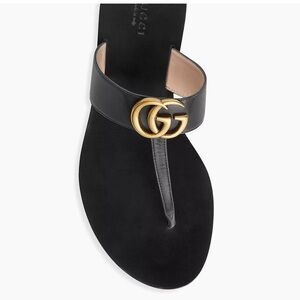 Gucci Double G Marmont Leather Thong Sandals - Size 39